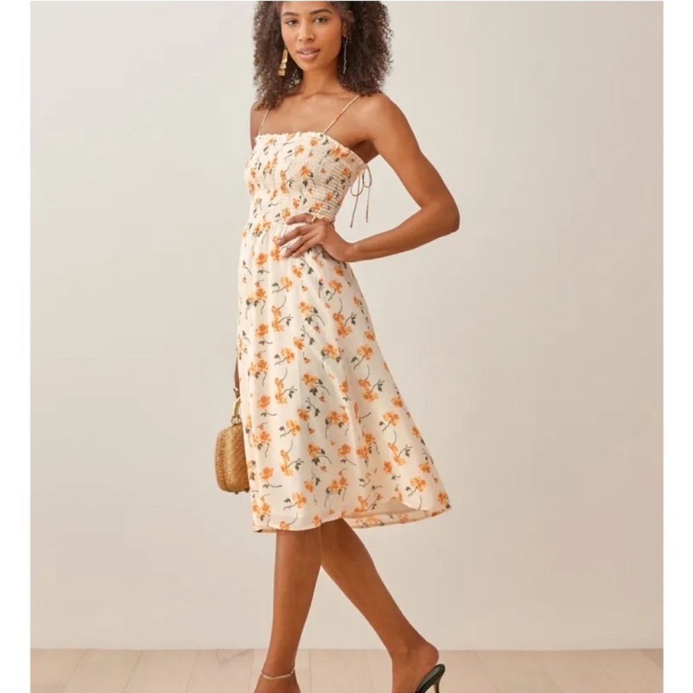 Reformation Sable Limonada Floral Midi Dress